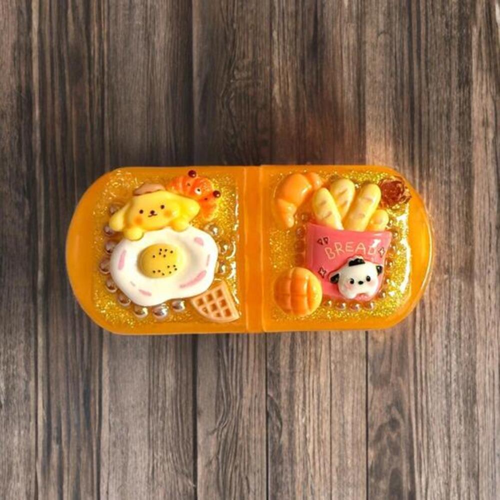 Handmade Decoden Mini Pill Box Pochacco Pompompurin, Kawaii Junk Trinket Case
